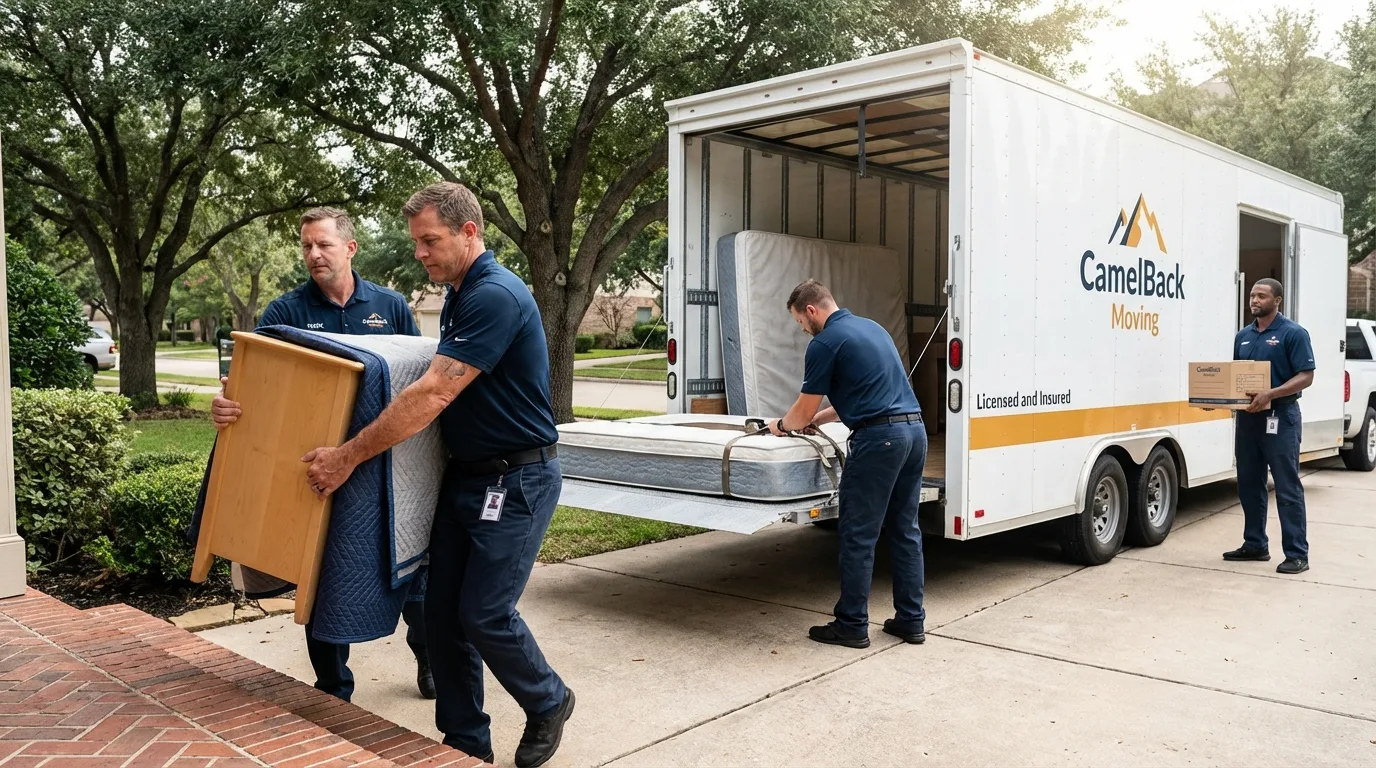 Crew loading residential truck for cross-state move from Newport, OH